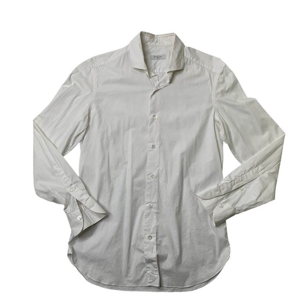 Boglioli Shirt Men 15.5 White Cotton Blend Stretch 511 Long Sleeve Formal Dress